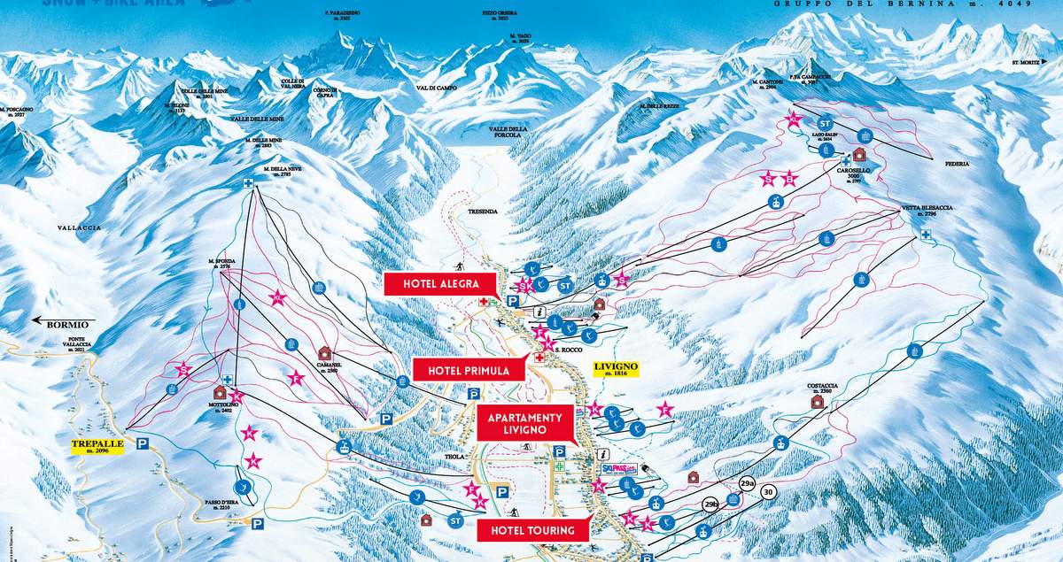 Mapa tras narciarskich Livigno
